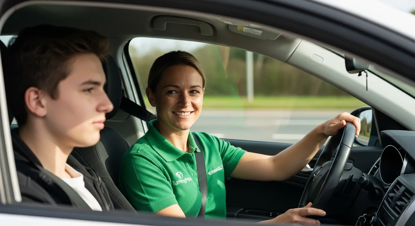 TurningPoint Wisconsin instructor in green polo teaching a student